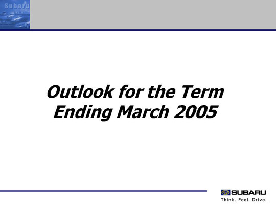 Outlook for the Term Ending March 2005