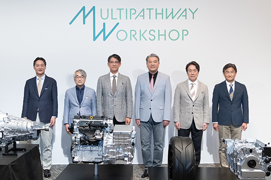 Group photo of CEOs and CTOs from three companies