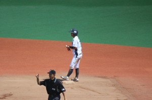 二塁打を放った竹田選手