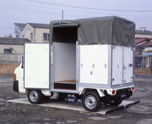 サンバー低床式幌付コンテナ車