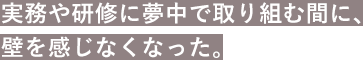 実務や研修に夢中で取り組む間に、壁を感じなくなった。